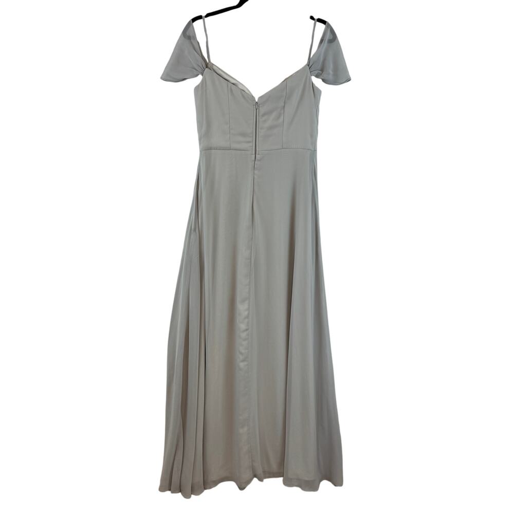 Birdy Grey Dove Gray Chiffon Devin Convertible Bridesmaid Dress With Slit Large - Picture 9 of 16